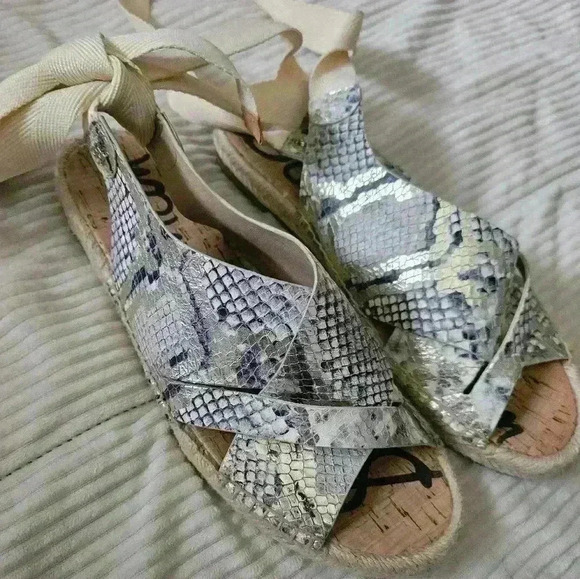 Sam Edelman Alisha snake skin print espadrille sole sandals. Size 8 - Picture 4 of 11